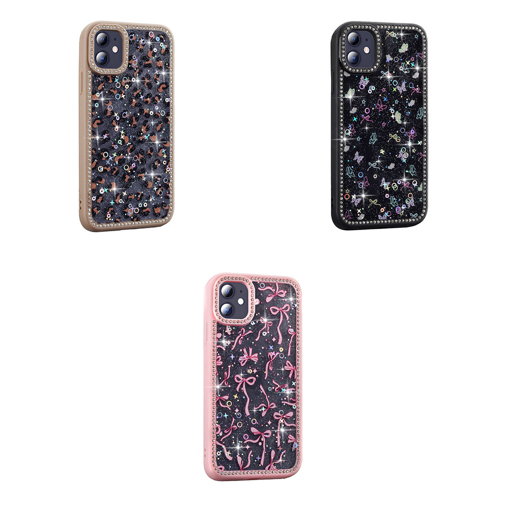 Apple iPhone 11 Kılıf Taşlı ve Simli Tasarım Zore Azra Kapak Pembe