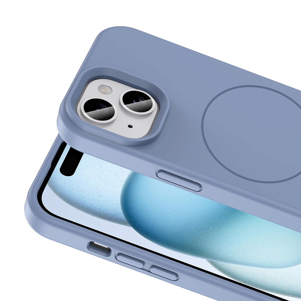 Apple iPhone 15 Kılıf M-safe Şarj Özellikli Sıvı Teknolojili Silinebilir Sert Zore Kivi Kapak Açık Pembe