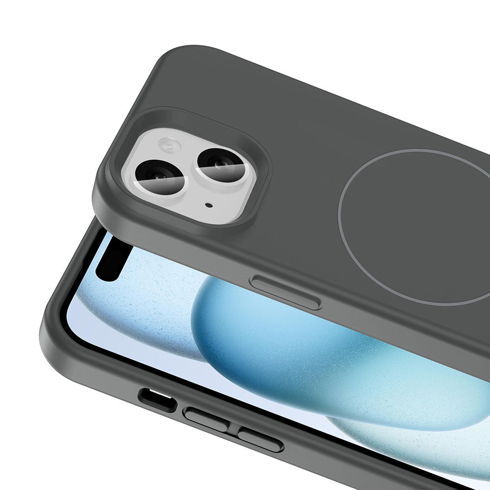 Apple iPhone 15 Kılıf M-safe Şarj Özellikli Sıvı Teknolojili Silinebilir Sert Zore Kivi Kapak Açık Pembe