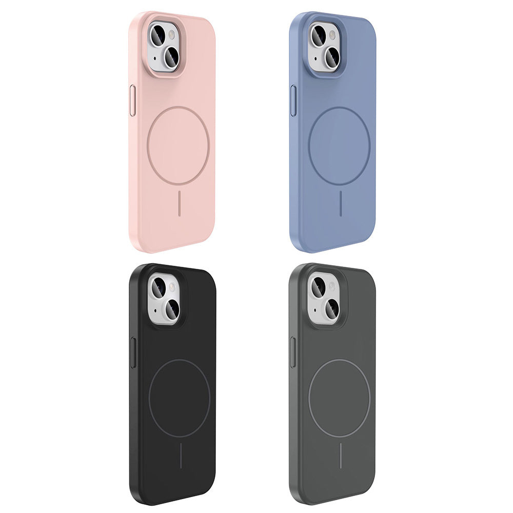 Apple iPhone 15 Kılıf M-safe Şarj Özellikli Sıvı Teknolojili Silinebilir Sert Zore Kivi Kapak Lavendery Gray
