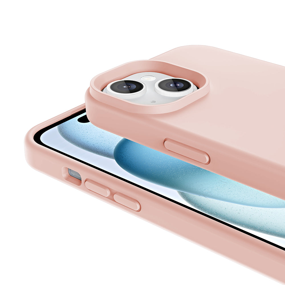 Apple iPhone 15 Kılıf M-safe Şarj Özellikli Sıvı Teknolojili Silinebilir Sert Zore Kivi Kapak Açık Pembe