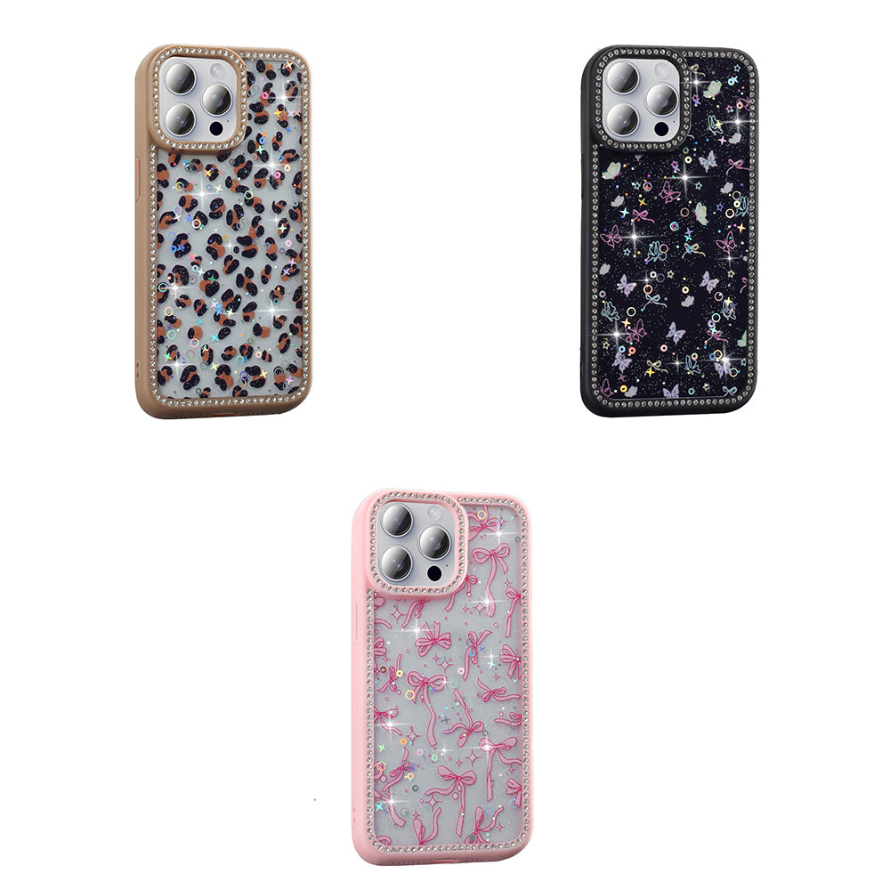 Apple iPhone 15 Pro Max Kılıf Taşlı ve Simli Tasarım Zore Azra Kapak Gold