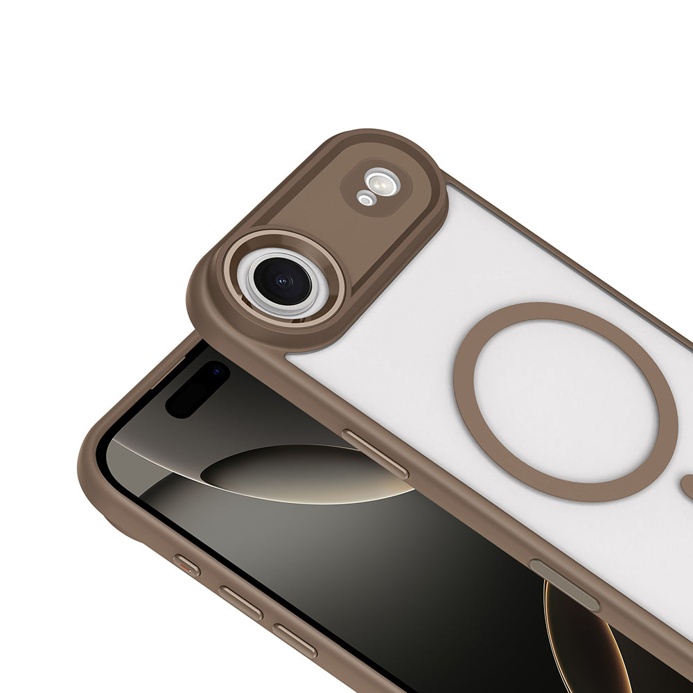 Apple iPhone 17 Air Kılıf Wireless Şarj Özellikli Zore Krom M-safe Silikon Kapak Gri