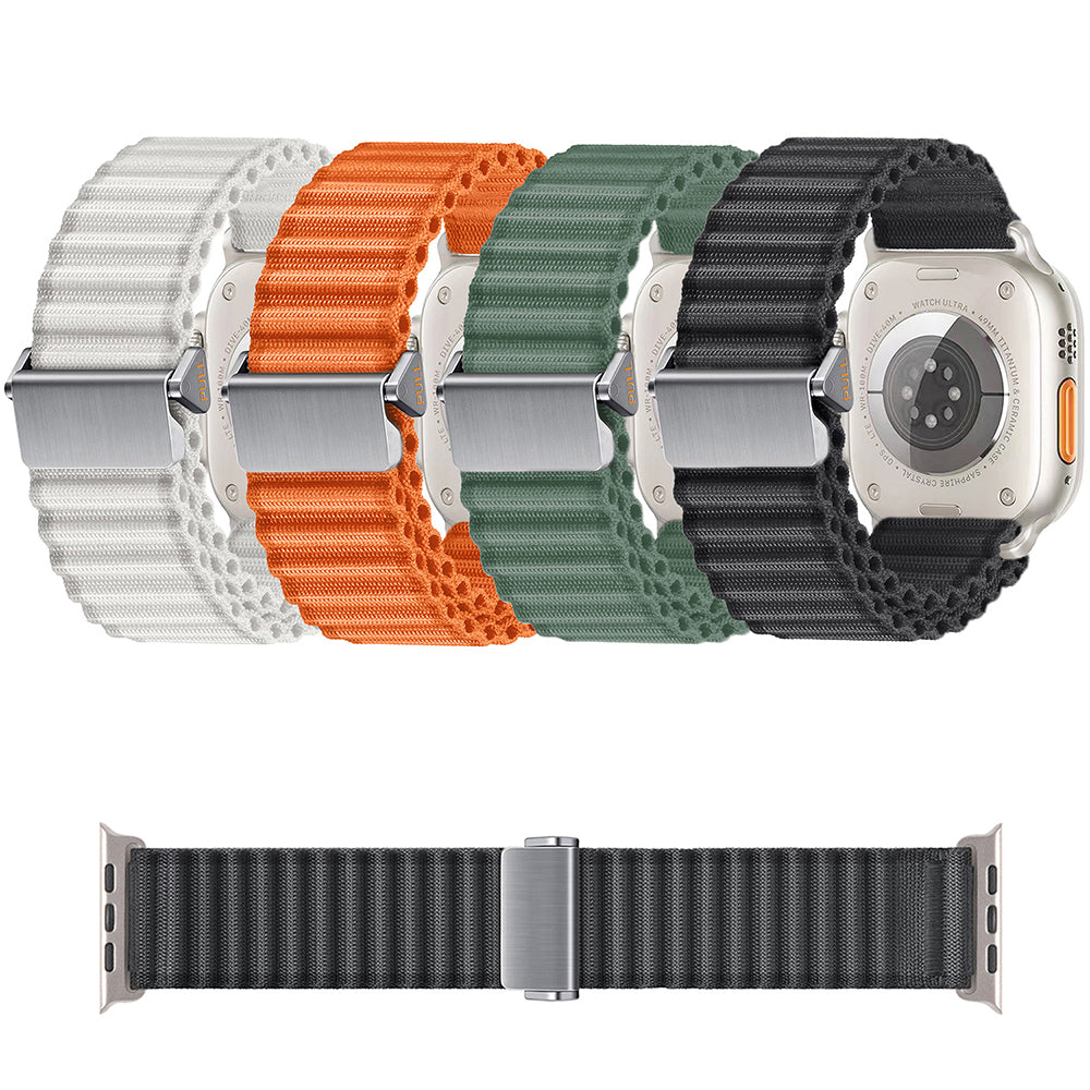 Apple Watch 10 46mm Zore KRD-123 Naylon Kumaş Hasır Örgülü Kordon Yeşil