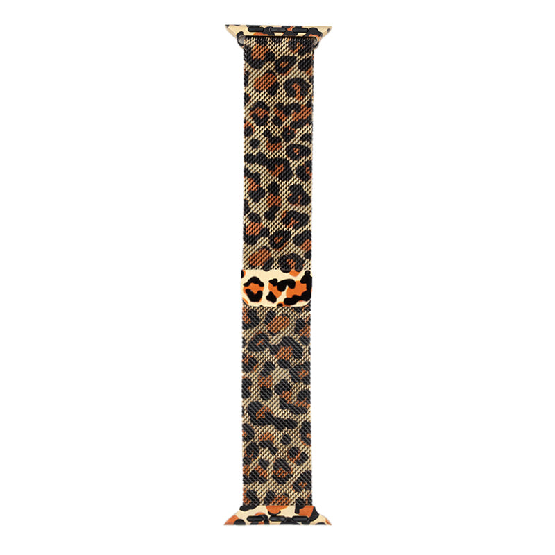 Apple Watch 40mm Zore KRD-01 Leopar Desenli Metal Kordon Gold Leopar