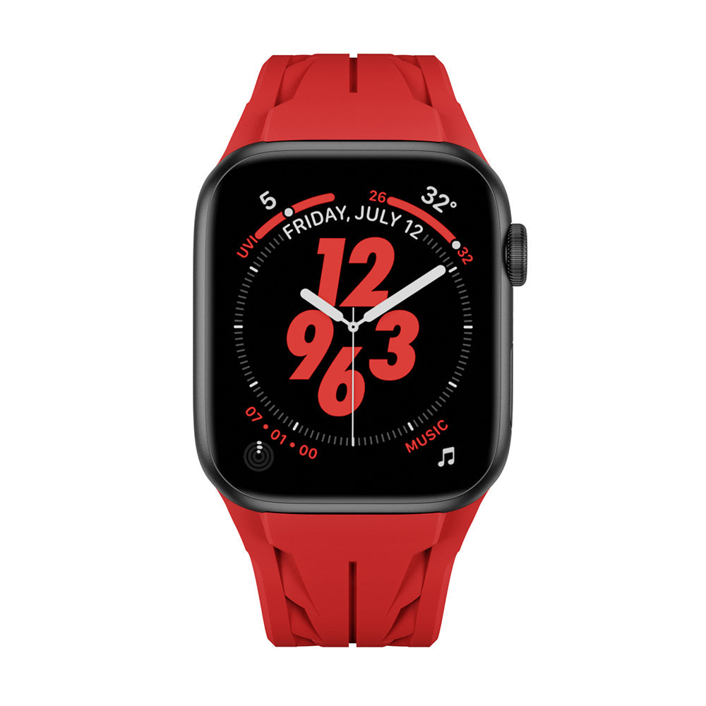 Apple Watch 42mm KRD-127 Metal Tokalı Silikon Kordon Siyah