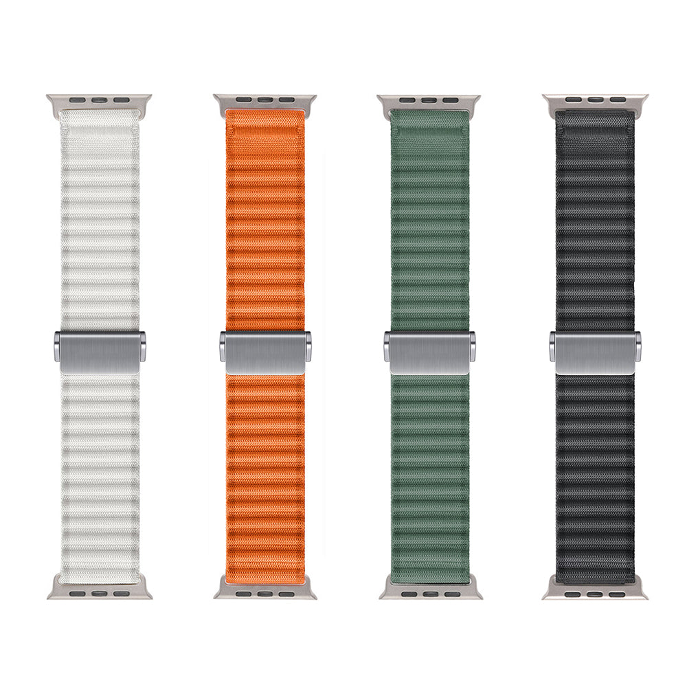 Apple Watch 44mm Zore KRD-123 Naylon Kumaş Hasır Örgülü Kordon Yeşil