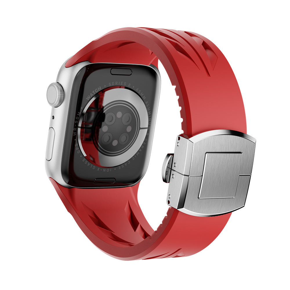 Apple Watch 7 45mm KRD-127 Metal Tokalı Silikon Kordon Turuncu