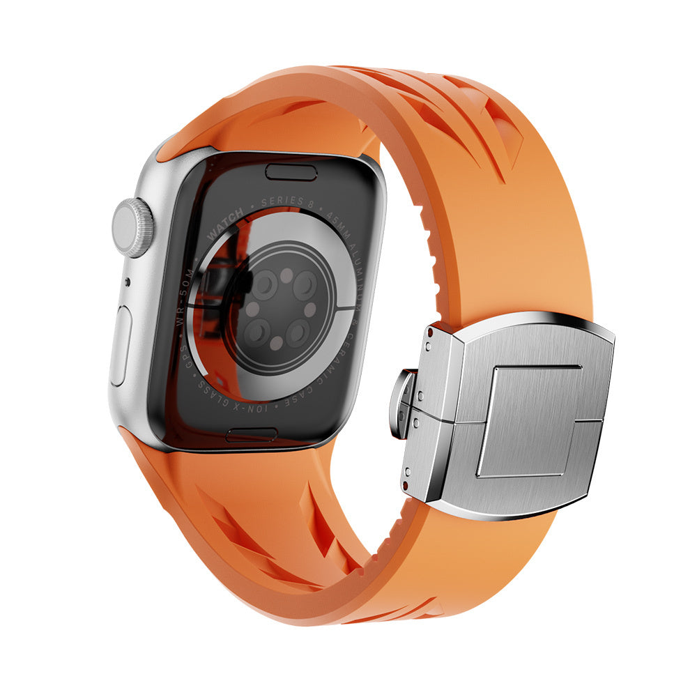 Apple Watch 7 45mm KRD-127 Metal Tokalı Silikon Kordon Siyah