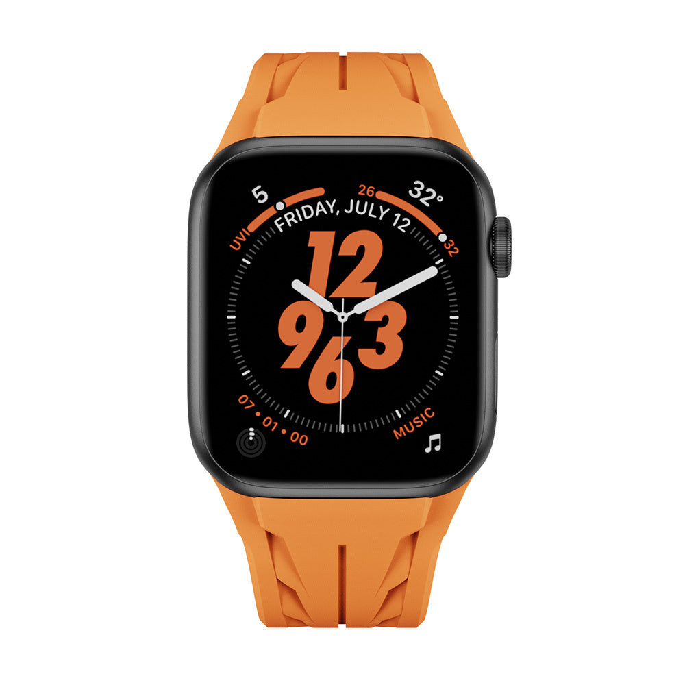 Apple Watch 7 45mm KRD-127 Metal Tokalı Silikon Kordon Siyah