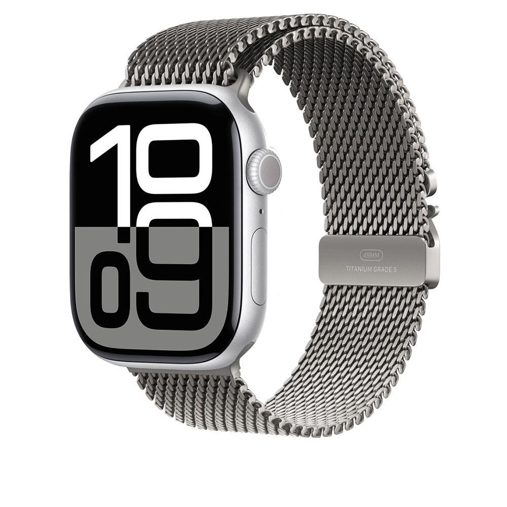 Apple Watch 7 45mm Zore KRD-100 Titanyum Hasır Kordon Titanyum-Gümüş
