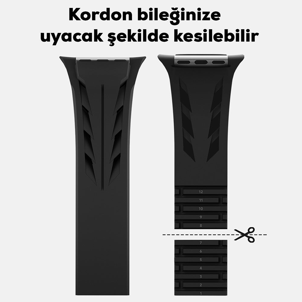 Apple Watch Ultra 49mm KRD-127 Metal Tokalı Silikon Kordon Turuncu