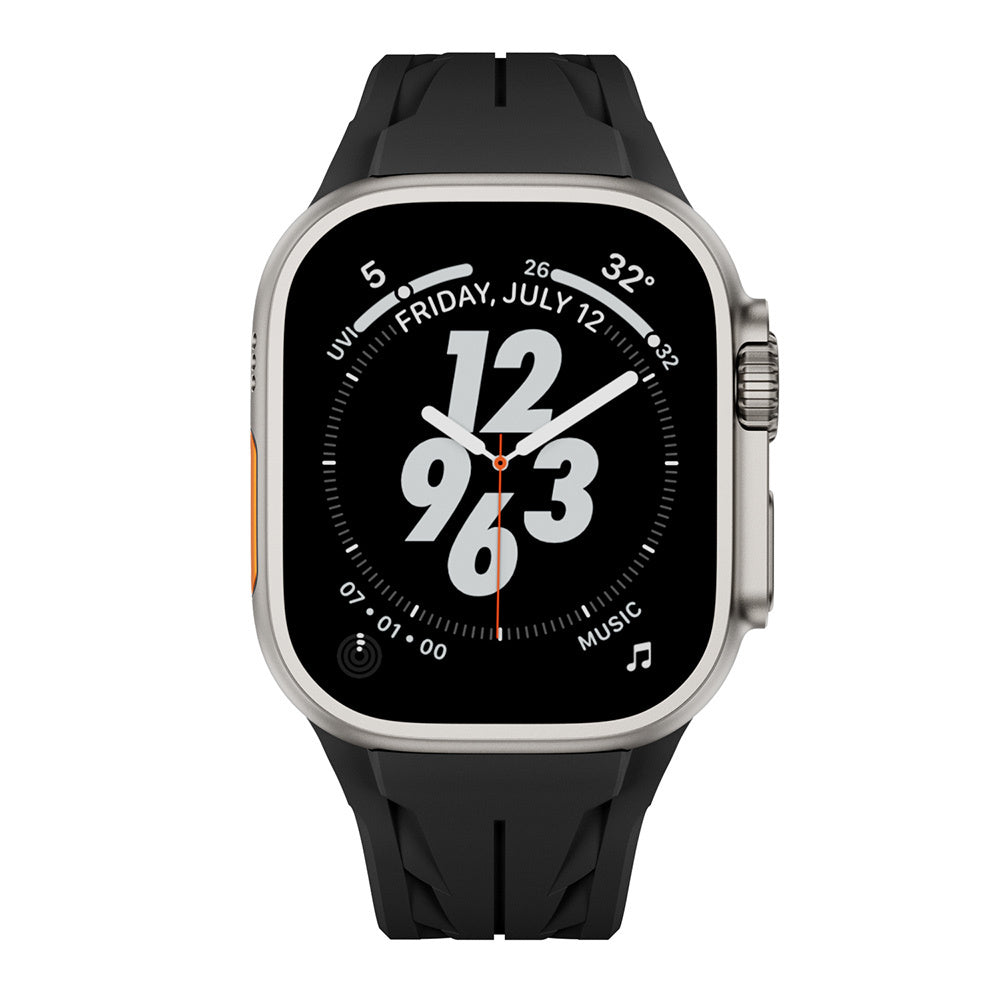 Apple Watch Ultra 49mm KRD-127 Metal Tokalı Silikon Kordon Turuncu