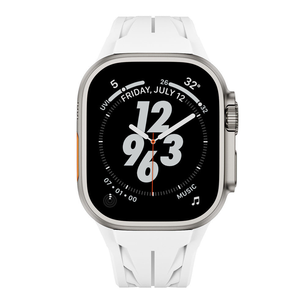 Apple Watch Ultra 49mm KRD-127 Metal Tokalı Silikon Kordon Turuncu
