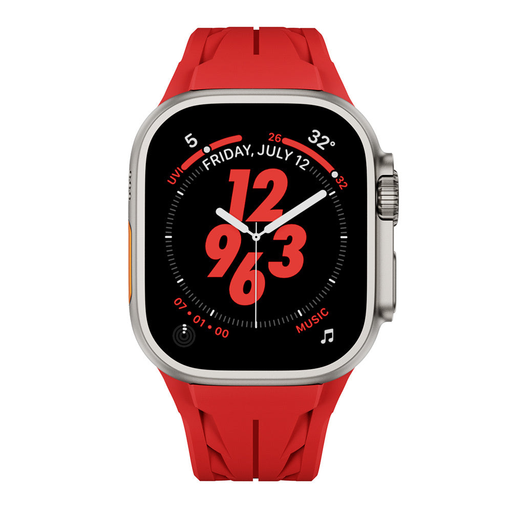 Apple Watch Ultra 49mm KRD-127 Metal Tokalı Silikon Kordon Beyaz