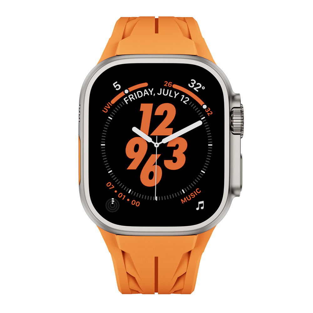 Apple Watch Ultra 49mm KRD-127 Metal Tokalı Silikon Kordon Turuncu
