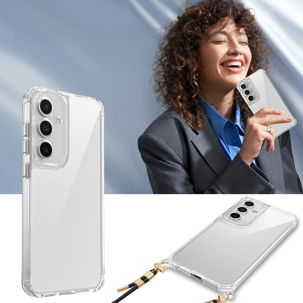 Galaxy A15 Kılıf Airbagli Takılabilir Askı Aparatlı Zore Snap Silikon Kapak Şeffaf