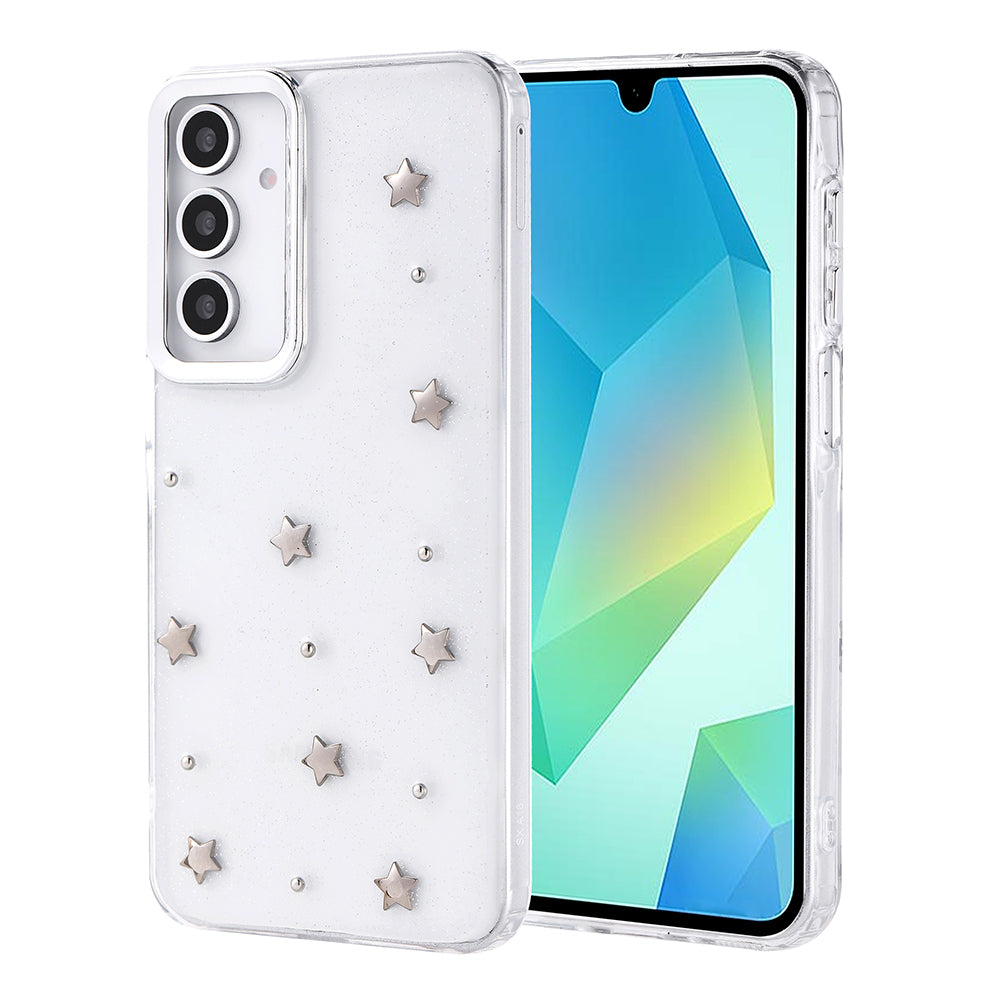 Galaxy A16 Kılıf Airbag Tasarımlı Simli Şeffaf Zore Kutup Kapak Kiraz