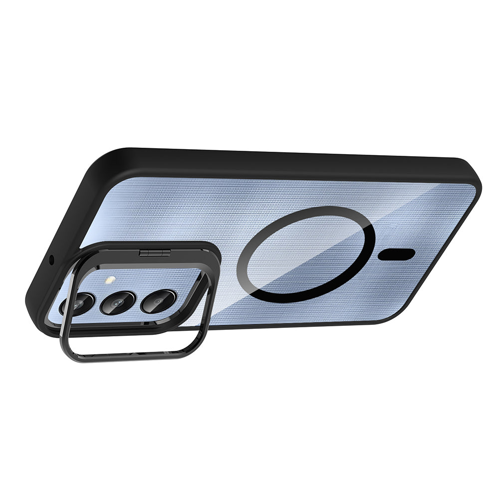 Galaxy A36 Kılıf Standlı ve Kamera Lens Hediyeli Zore Etro Kapak Lacivert