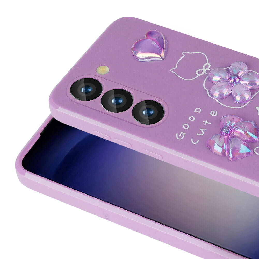 Galaxy A54 Kılıf Kabartma Figürlü Parlak Zore Toys Silikon Kapak Pembe