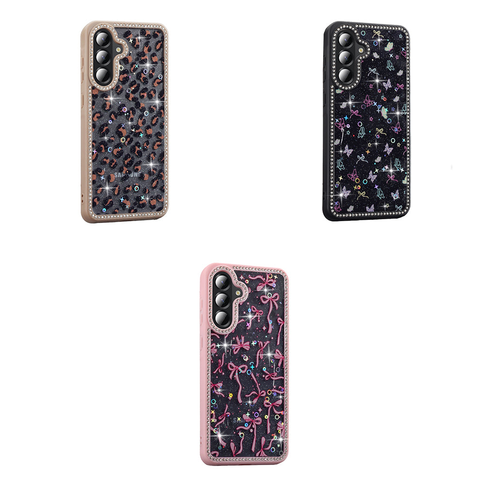 Galaxy A56 Kılıf Taşlı ve Simli Tasarım Zore Azra Kapak Siyah