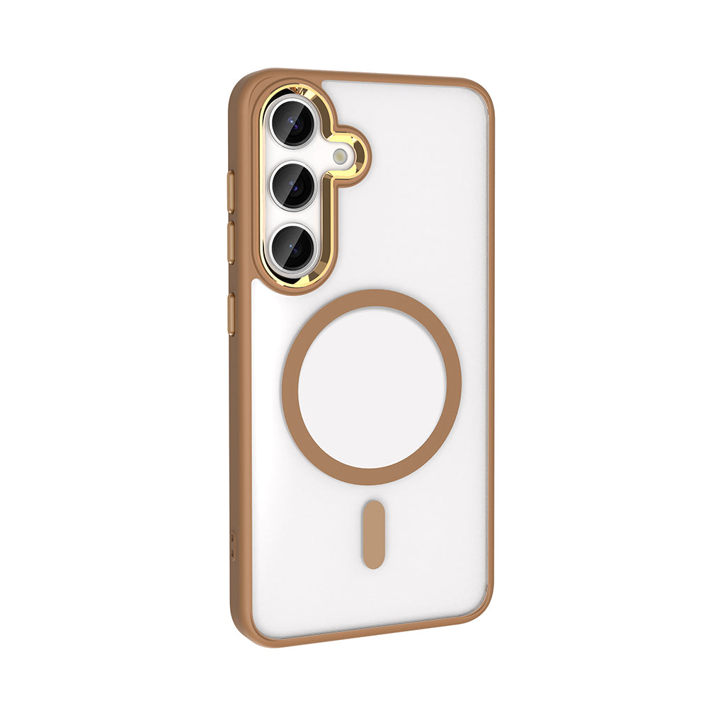 Galaxy S25 Kılıf M-safe Şarj Özellikli Zore Krom M-safe Silikon Kapak Siyah
