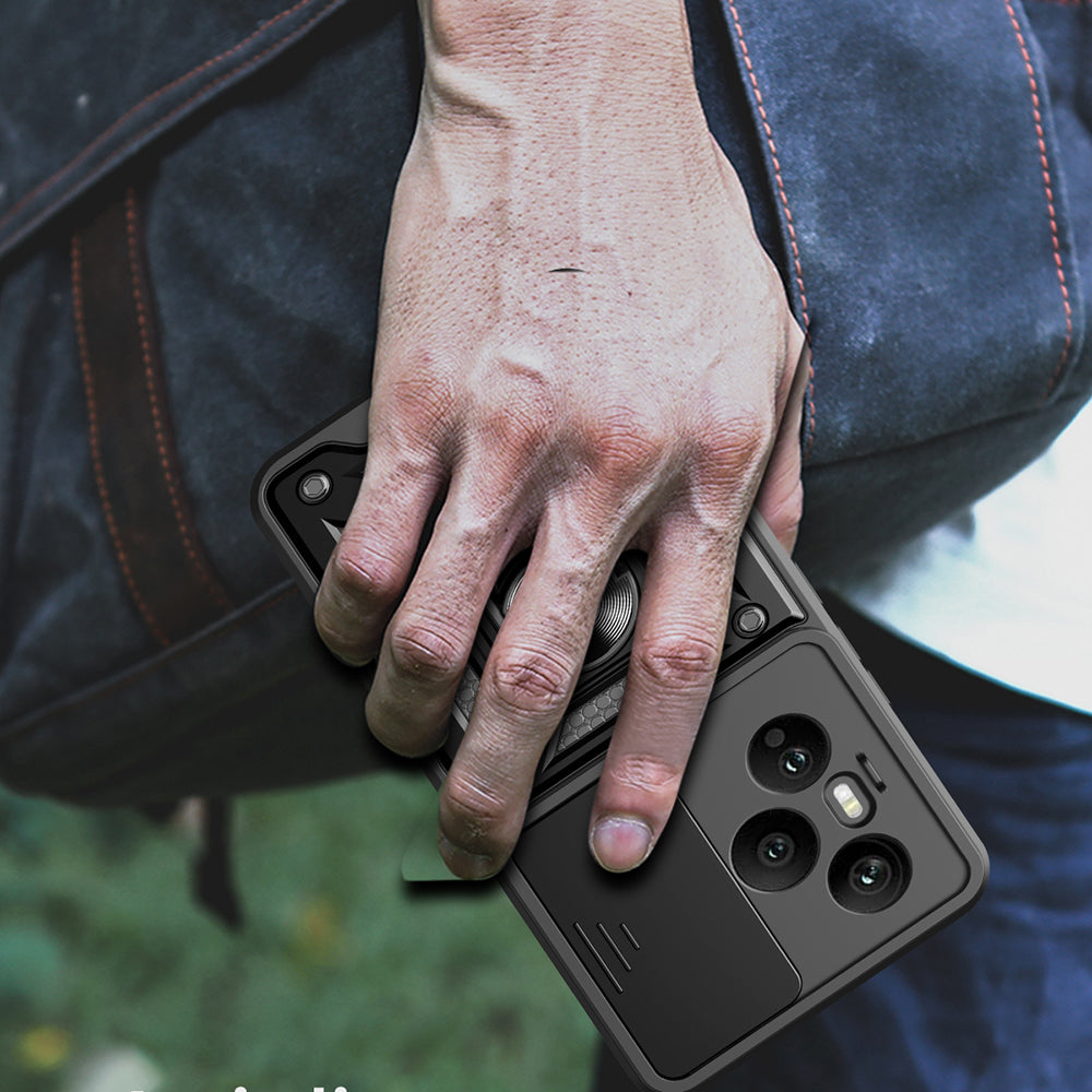 Honor 400 Pro Kılıf Magnetik Standlı Kamera Korumalı Zore Sürgülü Vega Kapak Mavi