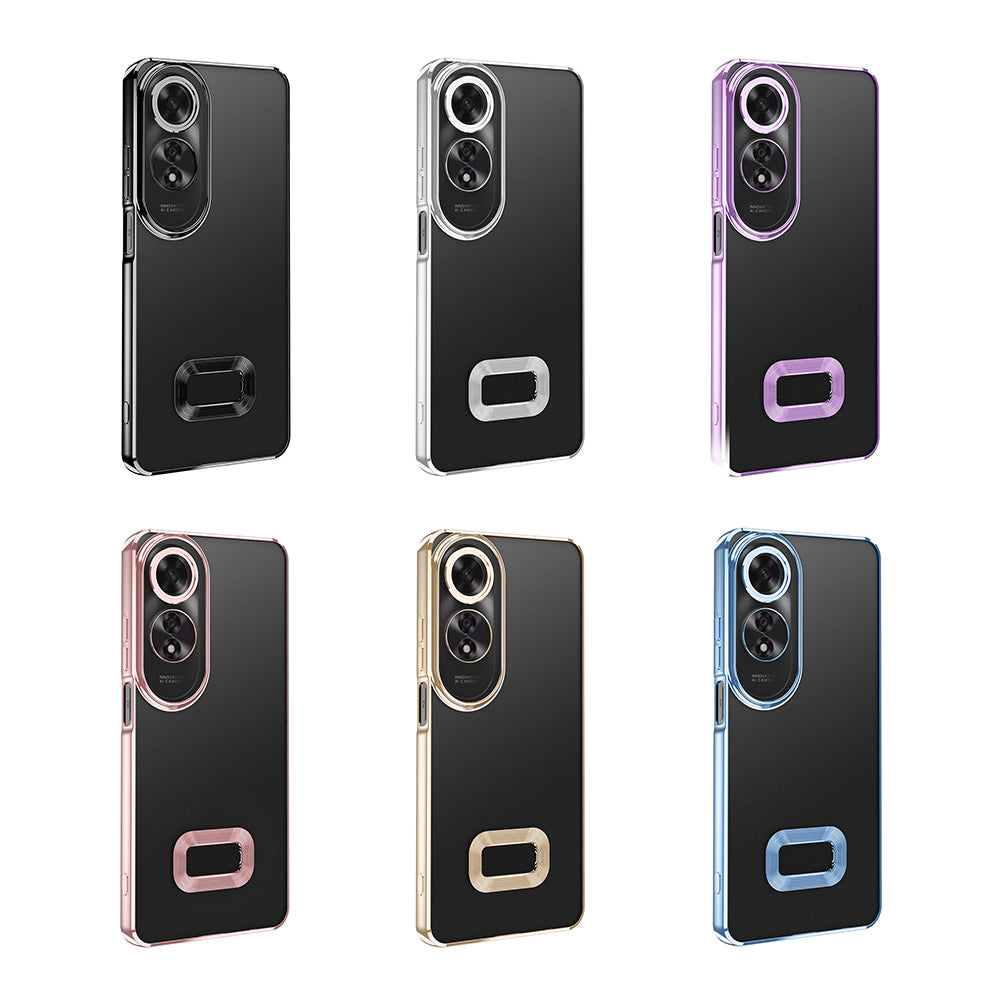 Oppo A60 Kılıf Kamera Korumalı Logo Gösteren Zore Omega Kapak Gümüş