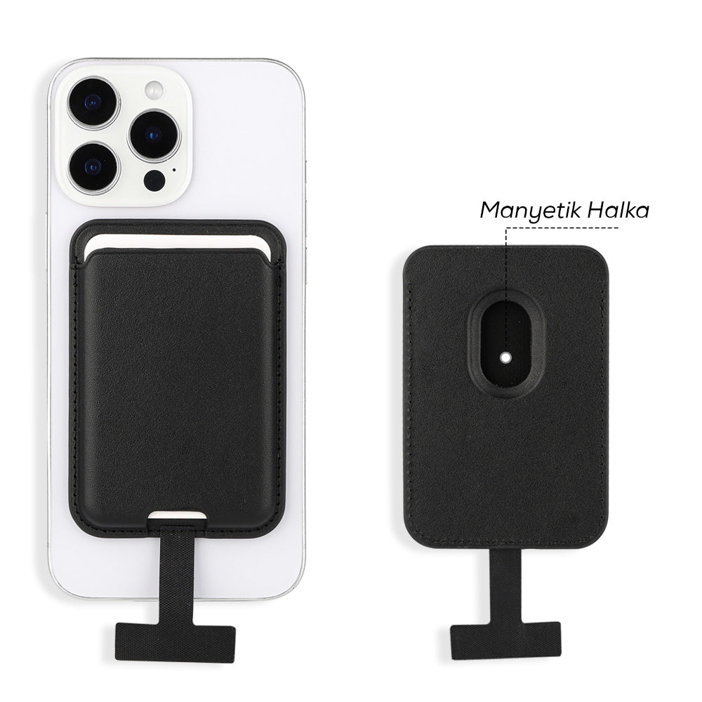 Zore CRD-09 Dahili Şarj Soket Aparatlı Magnetik PU Deri Kartlık Kırmızı