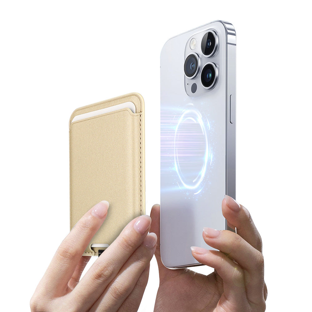 Zore CRD-09 Dahili Şarj Soket Aparatlı Magnetik PU Deri Kartlık Desert Gold