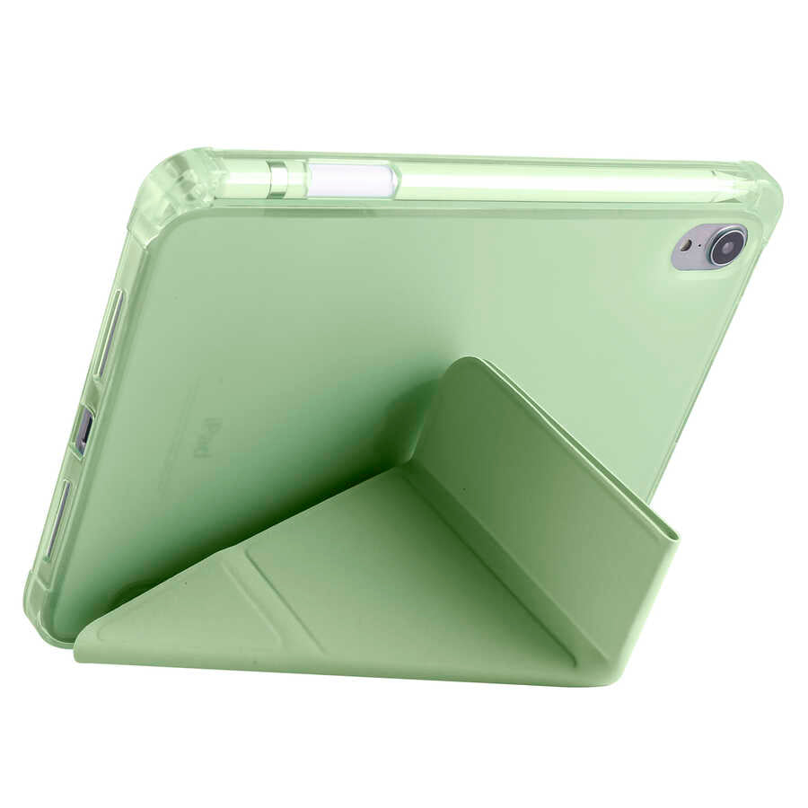 Apple iPad Mini 2021 (6.Nesil) Kılıf Zore Tri Folding Kalem Bölmeli Standlı Kılıf Lila