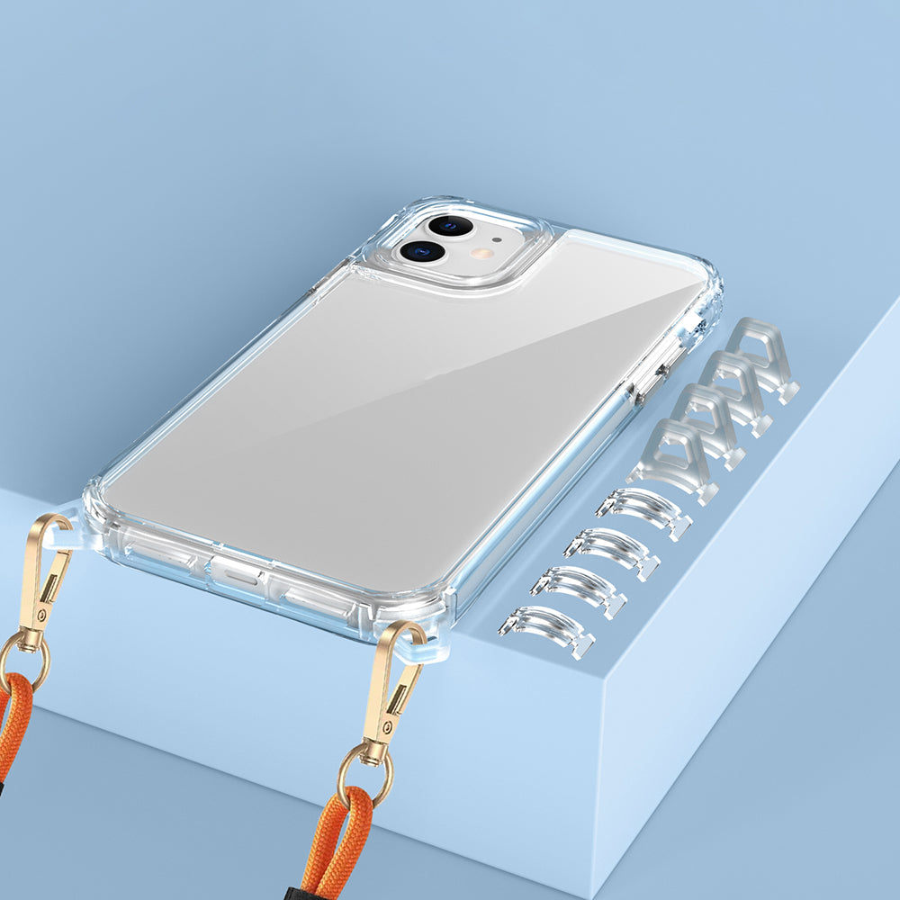 Apple iPhone 11 Kılıf Airbagli Takılabilir Askı Aparatlı Zore Snap Silikon Kapak Şeffaf