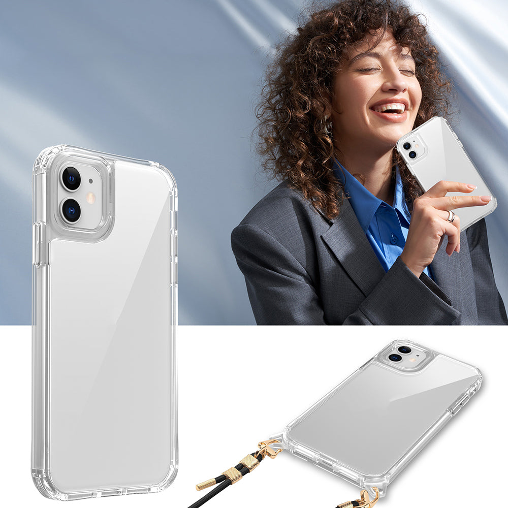 Apple iPhone 11 Kılıf Airbagli Takılabilir Askı Aparatlı Zore Snap Silikon Kapak Şeffaf