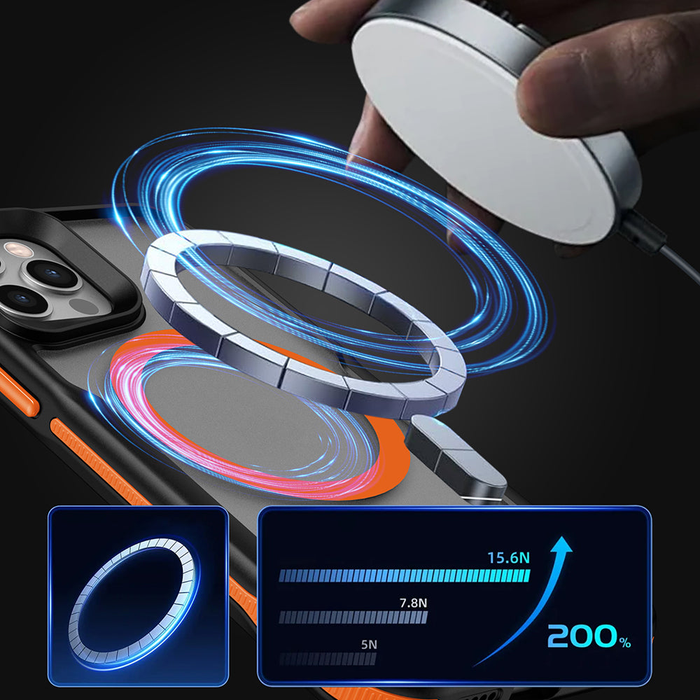 Apple iPhone 11 Kılıf M-safe Şarj Özellikli Renkli Kenar Airbag Şeritli Zore Lamer Kapak Gri