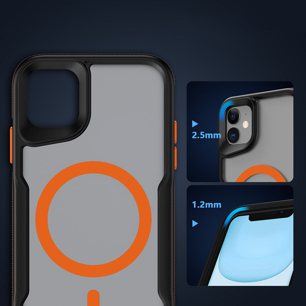 Apple iPhone 11 Kılıf M-safe Şarj Özellikli Renkli Kenar Airbag Şeritli Zore Lamer Kapak Gri