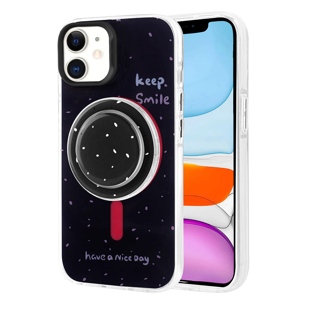 Apple iPhone 11 Kılıf M-safe Şarj Özellikli Tak-Çıkar Pop Soketli Zore Tiktok Kapak Mor