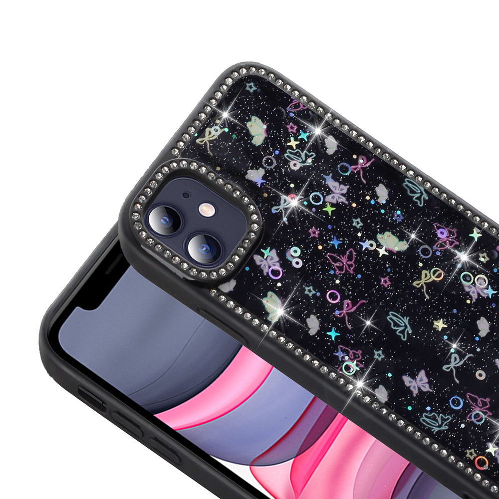 Apple iPhone 11 Kılıf Taşlı ve Simli Tasarım Zore Azra Kapak Pembe