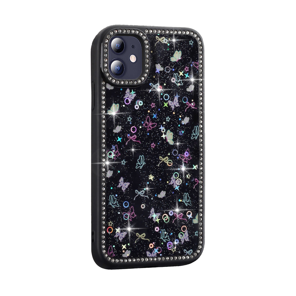 Apple iPhone 11 Kılıf Taşlı ve Simli Tasarım Zore Azra Kapak Siyah