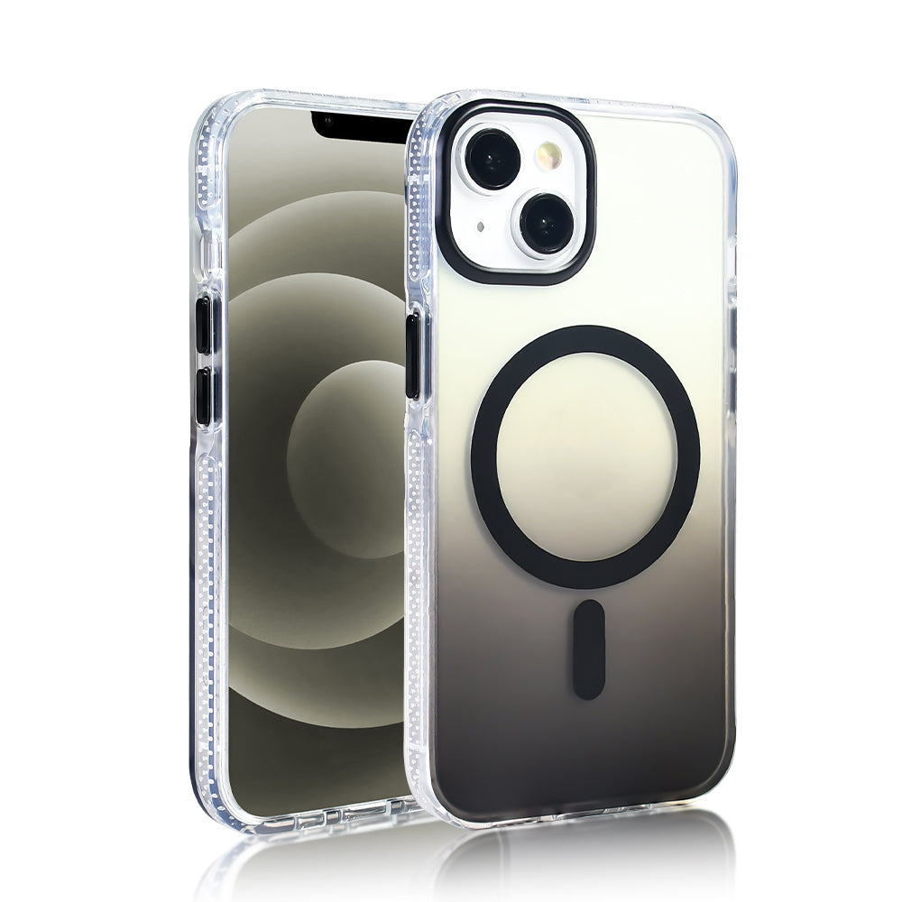 Apple iPhone 13 Kılıf M-safe Şarj Özellikli Transparan Renk Geçişli Zore Toros Kapak Gold