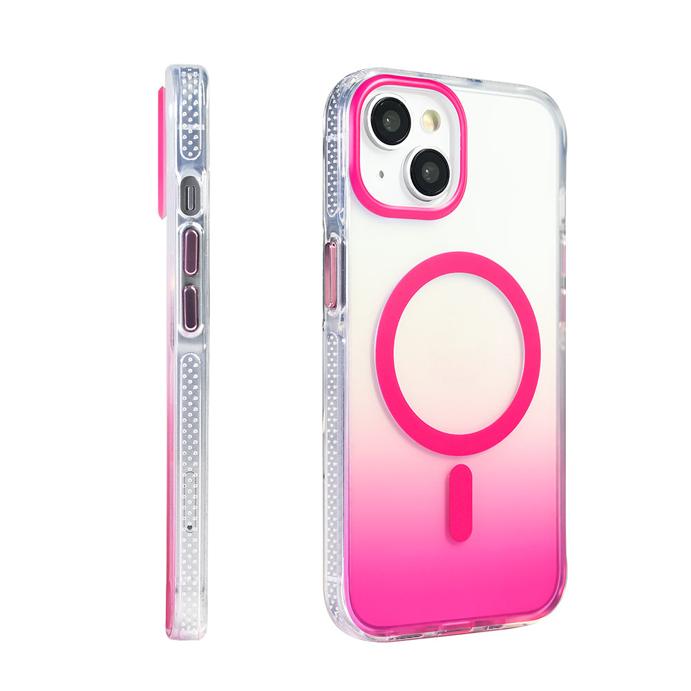 Apple iPhone 13 Kılıf M-safe Şarj Özellikli Transparan Renk Geçişli Zore Toros Kapak Rose Gold