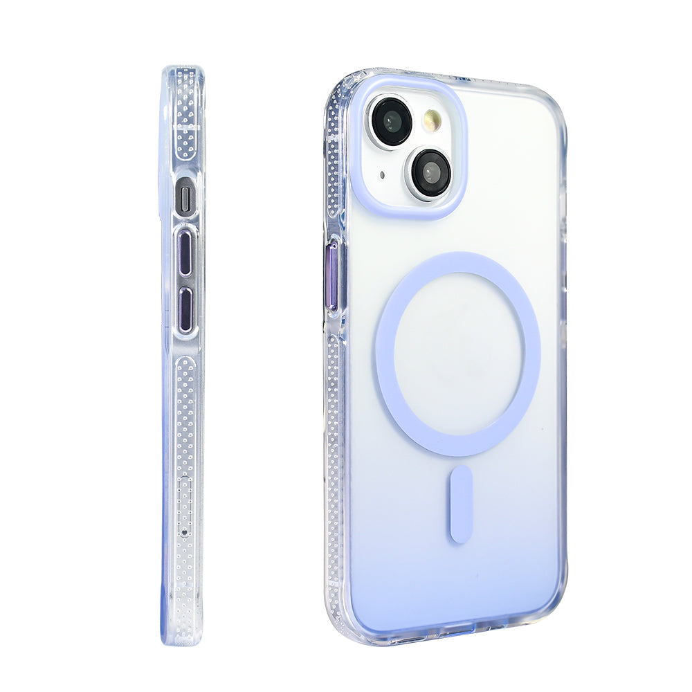 Apple iPhone 13 Kılıf M-safe Şarj Özellikli Transparan Renk Geçişli Zore Toros Kapak Lila