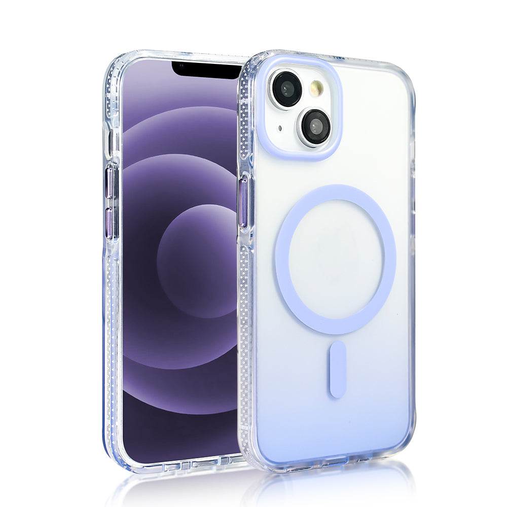 Apple iPhone 13 Kılıf M-safe Şarj Özellikli Transparan Renk Geçişli Zore Toros Kapak Rose Gold