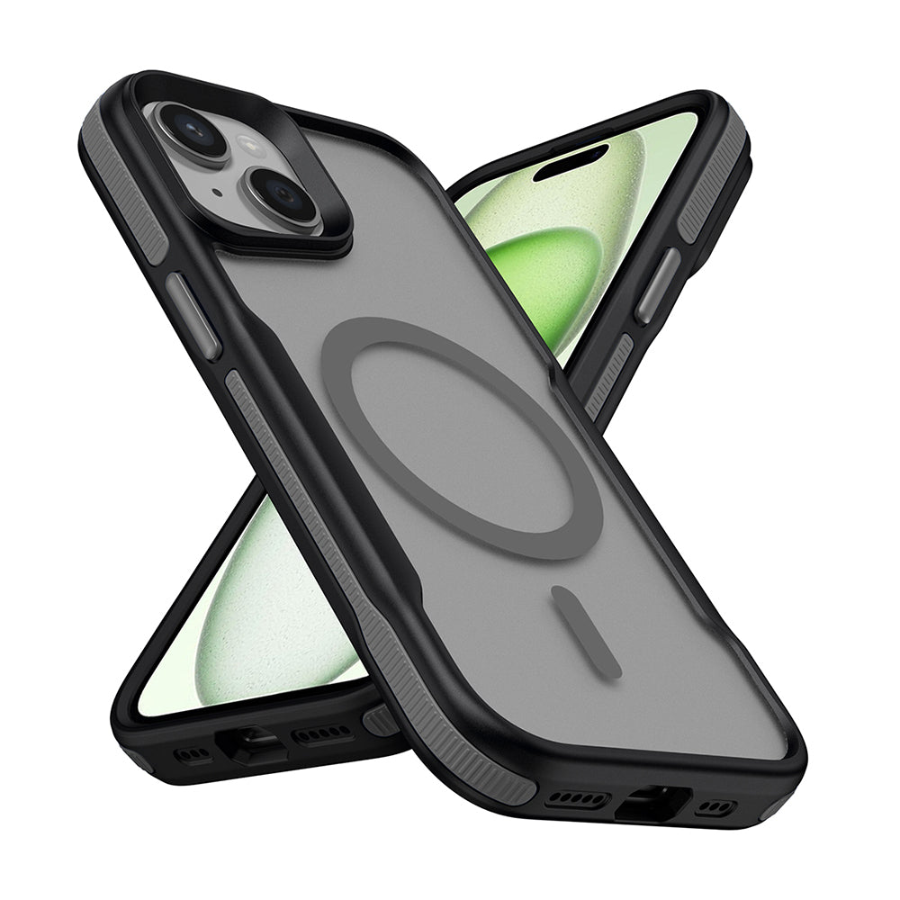 Apple iPhone 13 Kılıf M-safe Şarj Özellikli Renkli Kenar Airbag Şeritli Zore Lamer Kapak Turuncu