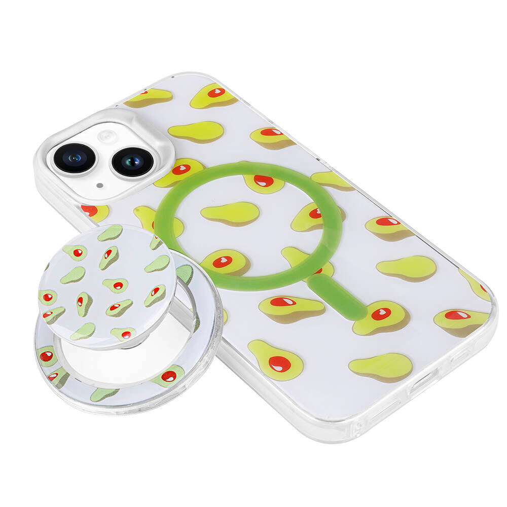 Apple iPhone 13 Kılıf M-safe Şarj Özellikli Tak-Çıkar Pop Soketli Zore Tiktok Kapak Yeşil