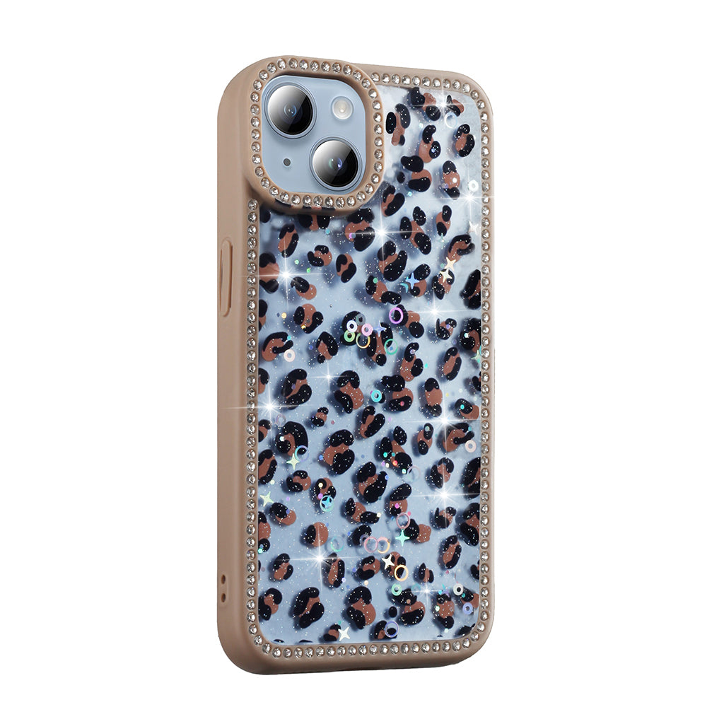 Apple iPhone 13 Kılıf Taşlı ve Simli Tasarım Zore Azra Kapak Pembe