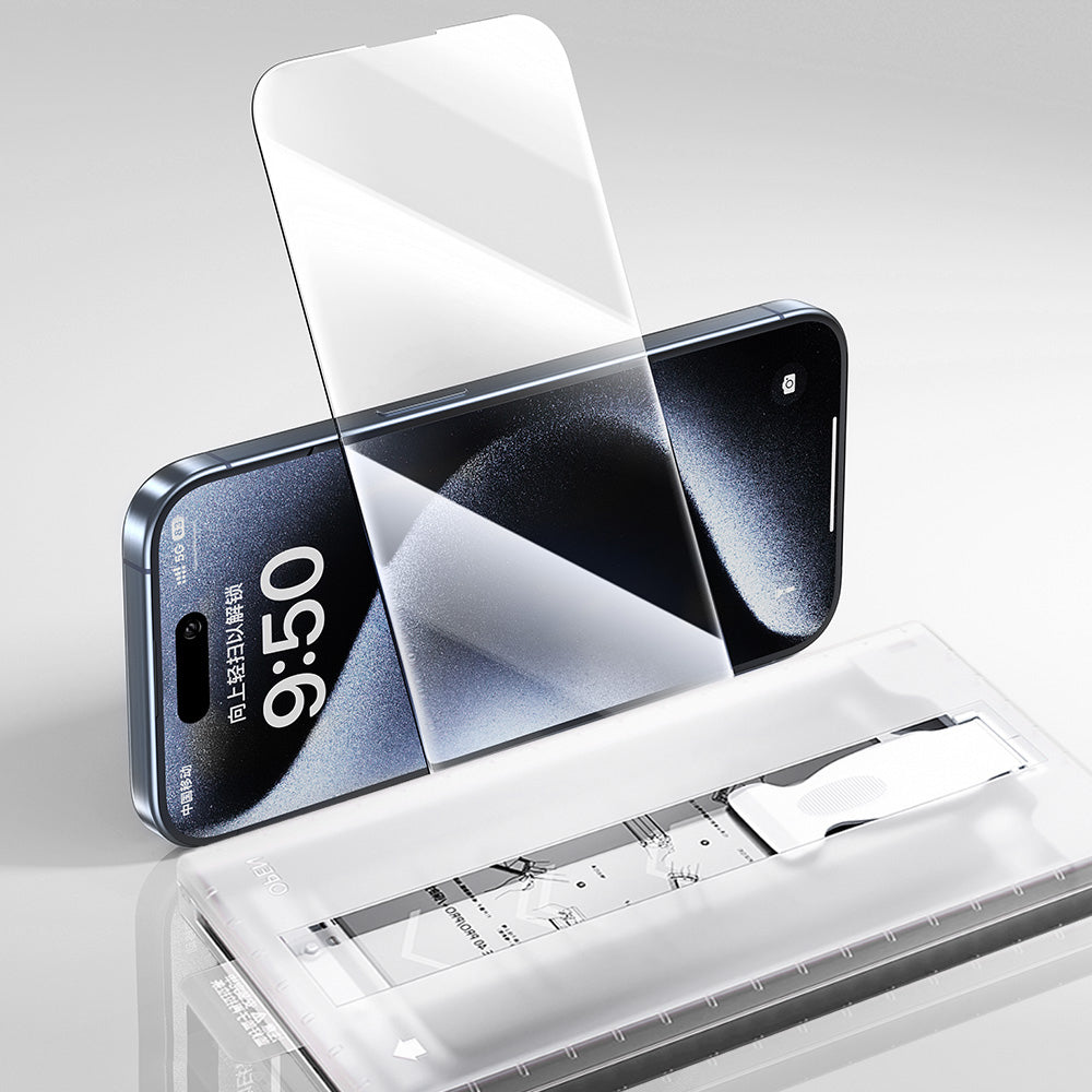 Apple iPhone 13 Zore 3D Oliv HD Temperli Cam Ekran Koruyucu + Kolay Uygulama Aparatı Şeffaf