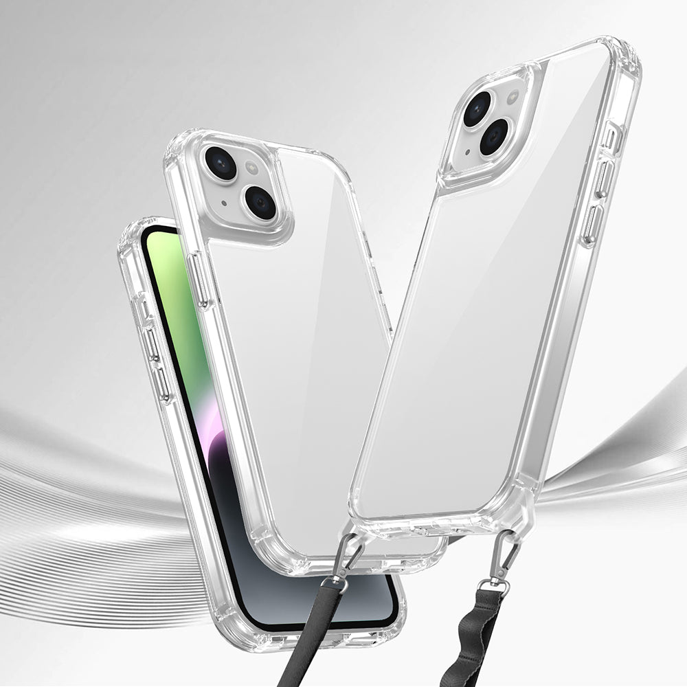 Apple iPhone 14 Kılıf Airbagli Takılabilir Askı Aparatlı Zore Snap Silikon Kapak Şeffaf