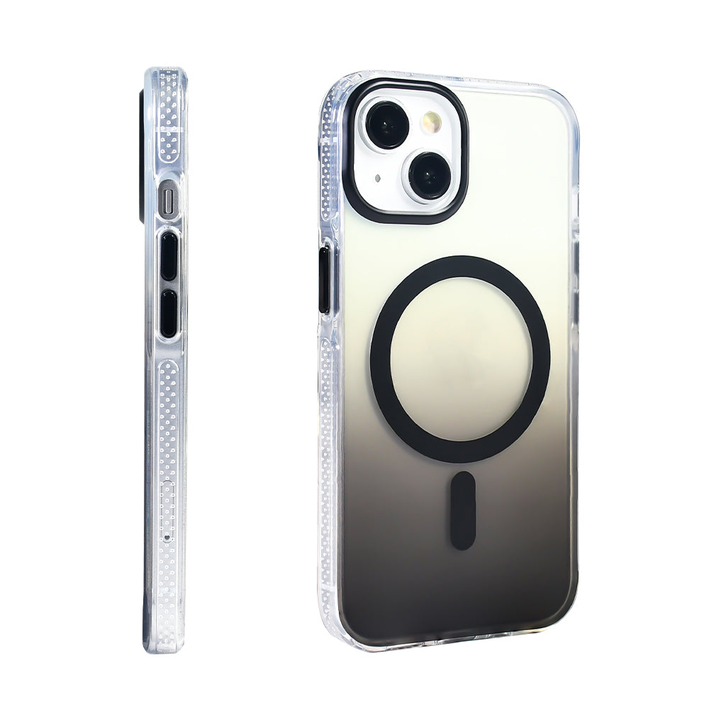 Apple iPhone 14 Kılıf M-safe Şarj Özellikli Transparan Renk Geçişli Zore Toros Kapak Mor