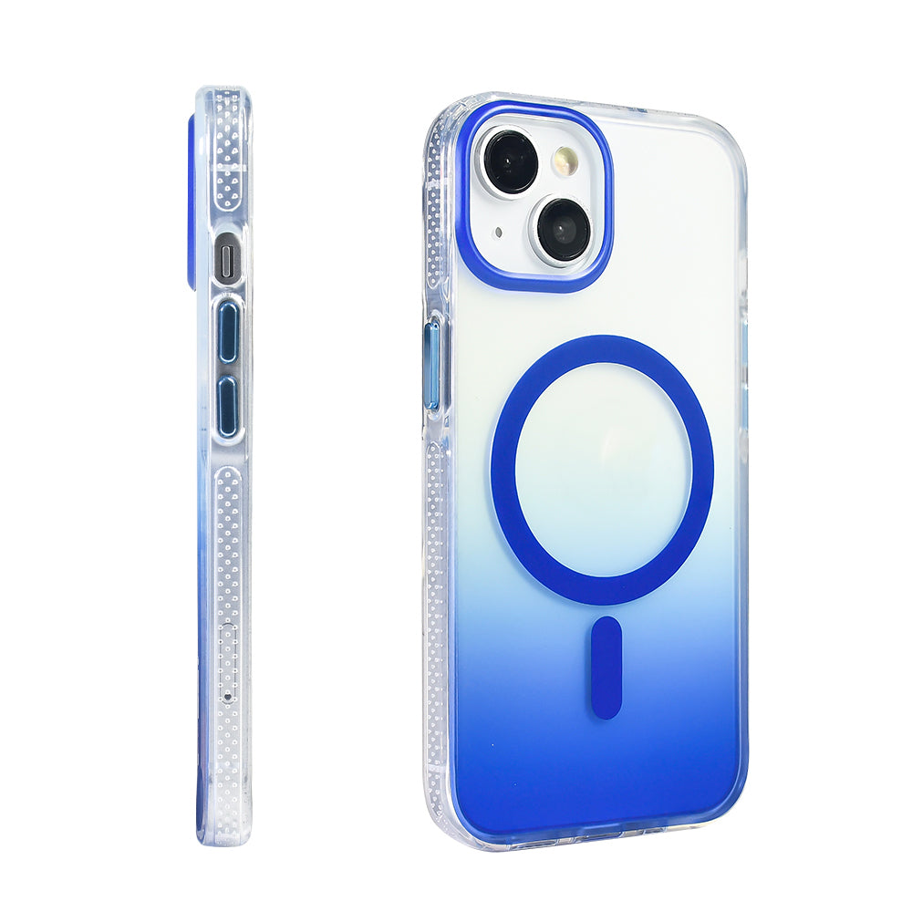 Apple iPhone 14 Kılıf M-safe Şarj Özellikli Transparan Renk Geçişli Zore Toros Kapak Lila