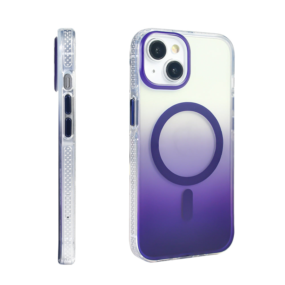 Apple iPhone 14 Kılıf M-safe Şarj Özellikli Transparan Renk Geçişli Zore Toros Kapak Rose Gold